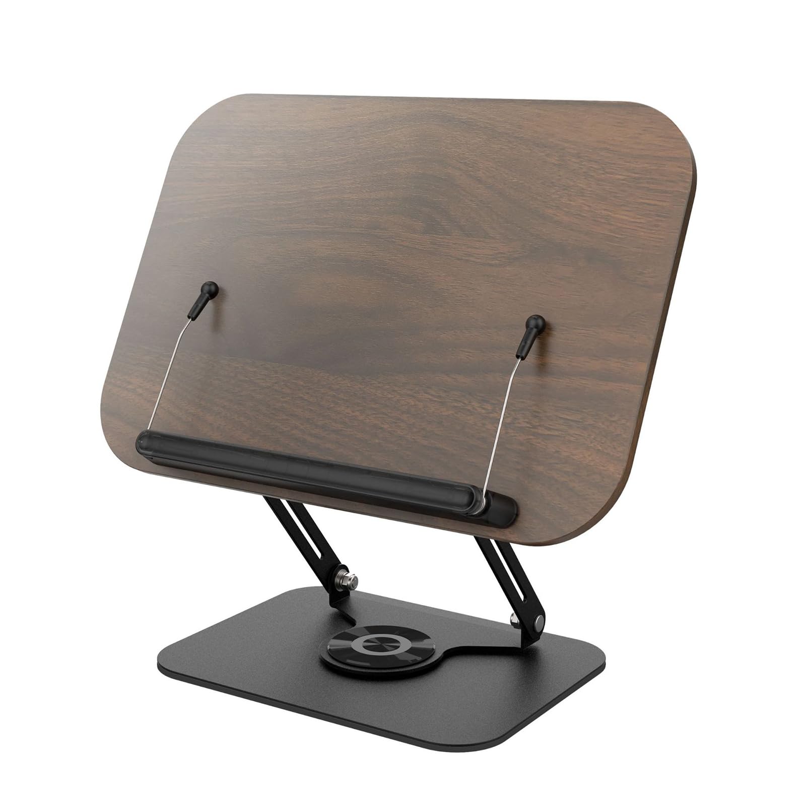 Soporte plegable ajustable para laptop, soporte de lectura giratorio de 360 grados con clip de resorte para portátiles, tabletas, elevadores de cuadernos