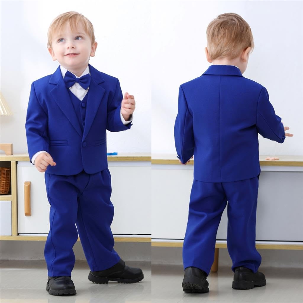 Lito Angels Completo Elegante per Bambino Bimbo Neonato Maschio, Smoking per Matrimonio Cerimonia, Blu Reale/Nero/Avorio/Bianco