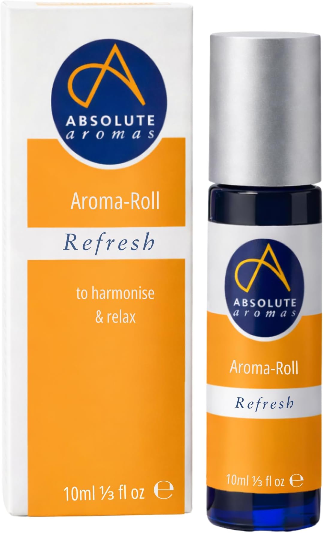 Refresh Aroma-Roll Roller Ball - Contains 100% Pure, Natural Orange, Spearmint, BergamotEssential Oil