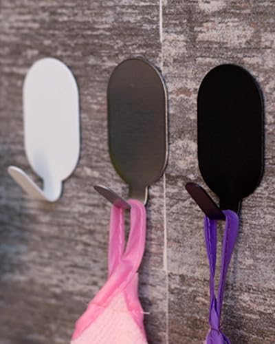 Miniatura 5 de 3 ganchos adhesivos de acero inoxidable resistentes para toallas de baño y pared, ganchos blancos duraderos autoadhesivos para colgar batas,