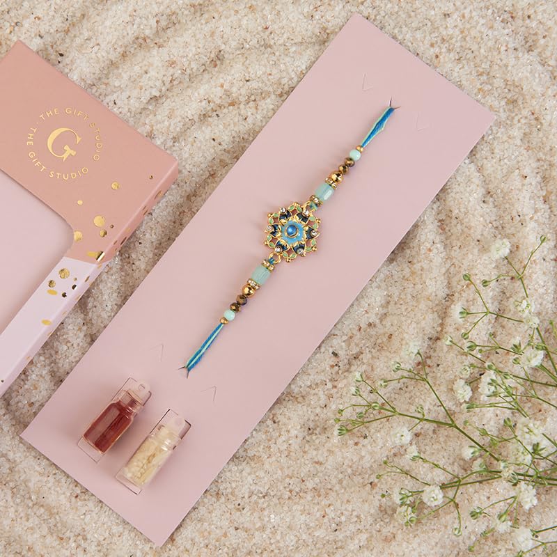 Image of THE GIFT STUDIO.COM | Premium Meenakari Rakhi for Brother | Traditional Handmade Designer Rakhi | Raksha Bandhan Special