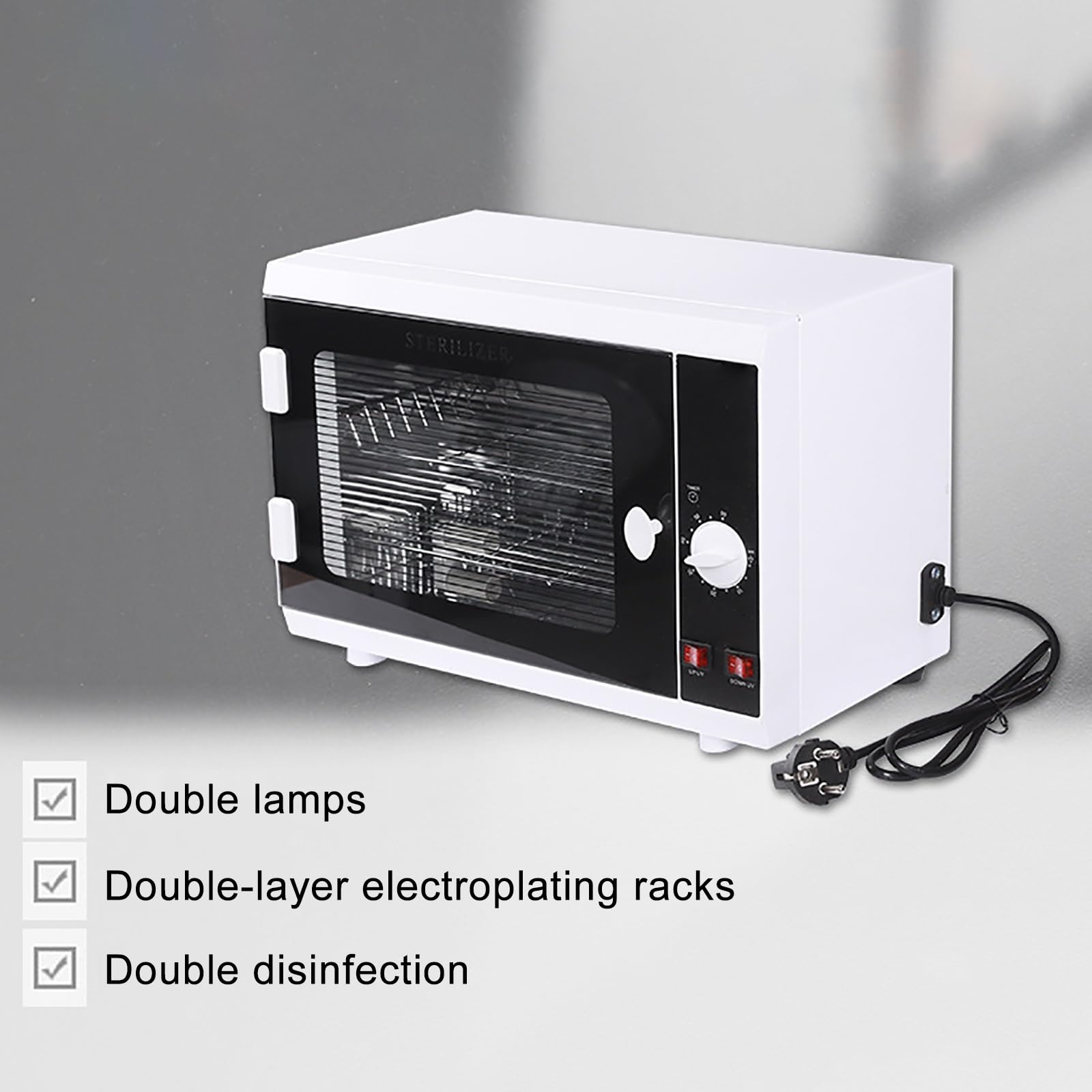 Esterilizador de Manicura, scatola di disinfezione in acciaio inossidabile con porta in vetro, armadietto per disinfettare, strumento per unghie, strumenti per manicure e forniture spa