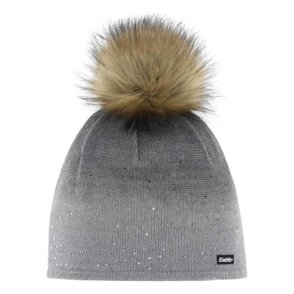 Eisbär Tiana Lux Crystal Bonnet à pompon pour femme Gris Taille unique