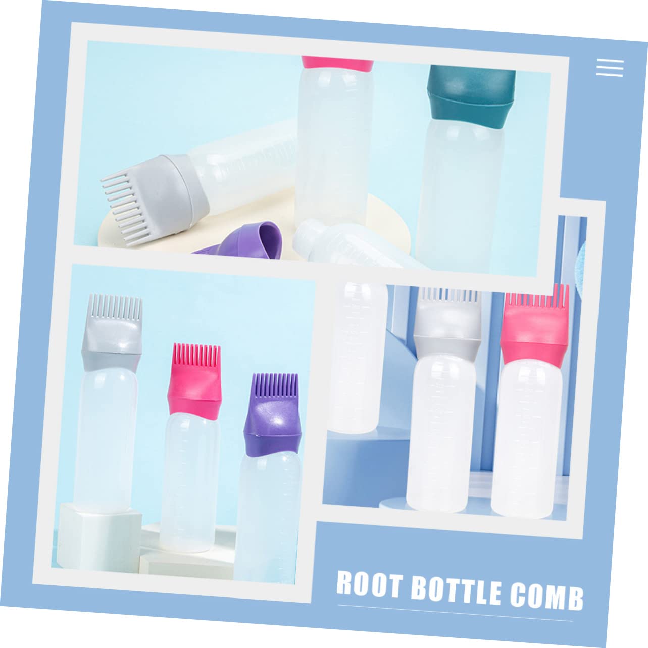 LIFKOME 6Pcs Hair Coloring Root Comb Applicator Bottle Hair Oil Applicator Bottles for Home Use Reusable with Scale Design for Precise Application and Easy Operation