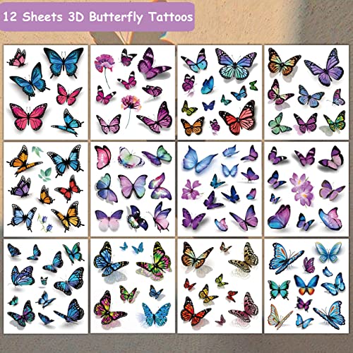 Charlent Butterfly Tattoos For Women Girls - 120 Pcs Realistic 3D Butterfly Temporary Tattoos For Party Favors Decoration #TOP1