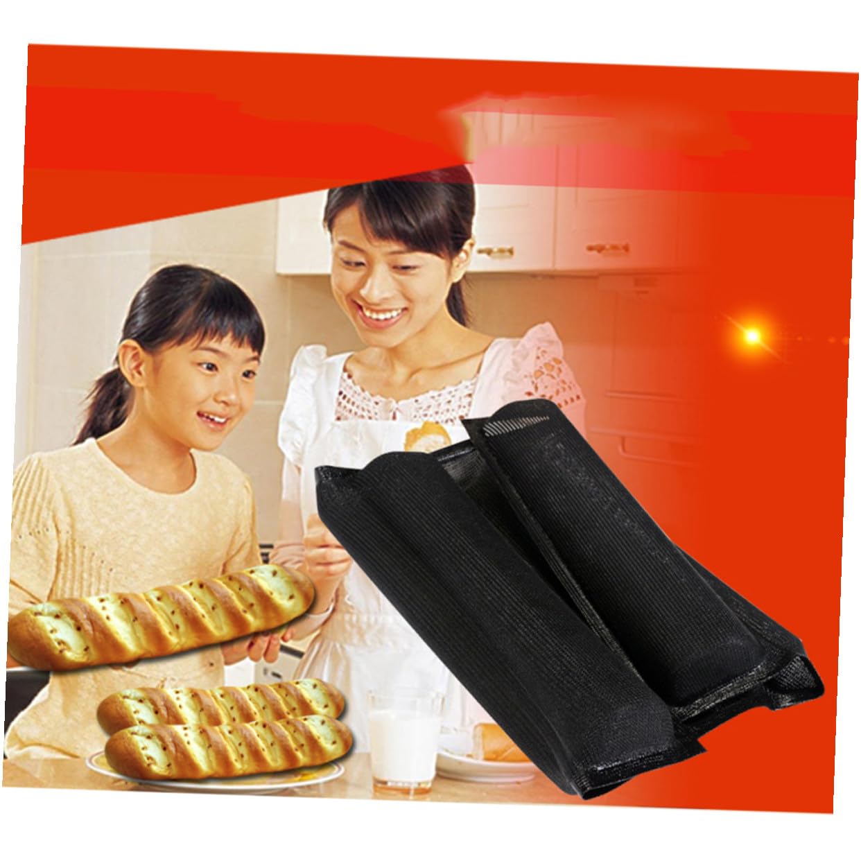 Rechteckige Brotbackform aus Natürlichem Antihaft silikon Baguette Backblech Hitzebeständig und Leicht zu Reinigen für Brot Kuchen und Toast im Haushaltsbackofen
