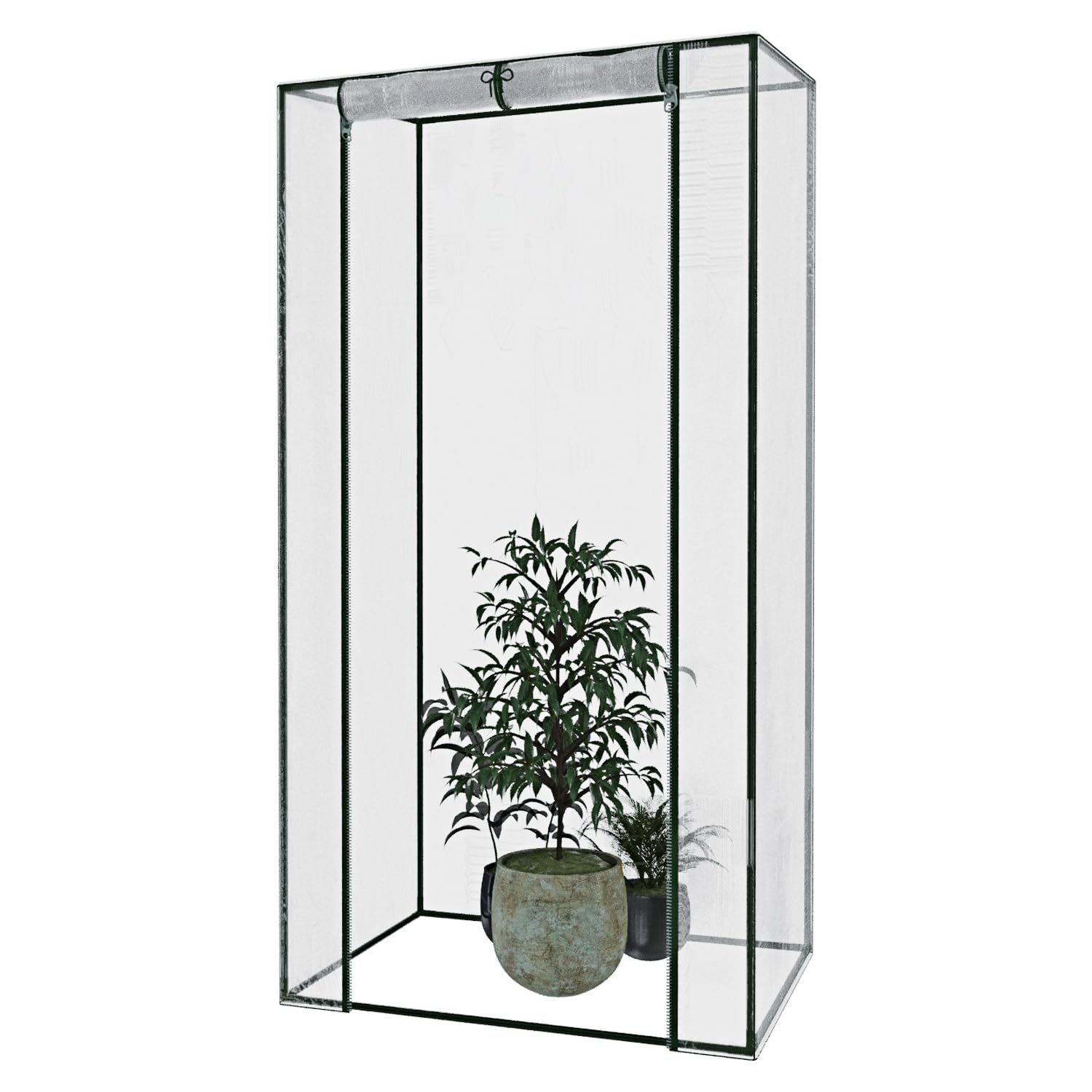 Serra Per Orto Giardino Terrazzo Balcone Senza Ripiani Struttura Metallo Verniciato Telo Trasparente In PVC Porta Avvolgibile Apertura A Cerniera Protezione Piante Giardinaggio 95 x 70 x 190 Cm