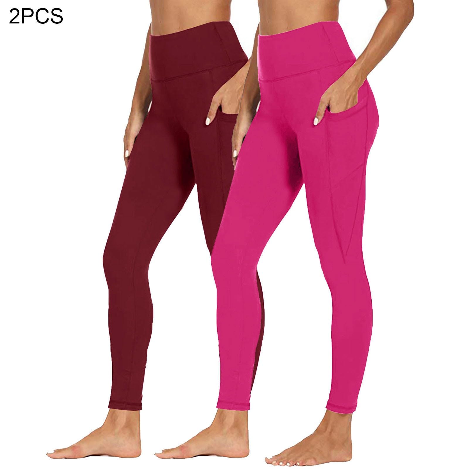 Mallas Deporte Mujer,2 Piezas Pantalones Mujer Leggings Deportivos Yoga Elásticos Mallas Pantalones Push Up Mayas Secado Rápido Gym Fitness Cómodo Cintura Alta Jogging Pants Correr Pilates