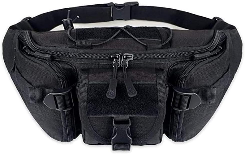 generies Water Resistant Tactical Waist Pack Bag Military Fanny Packs Hip Belt Bag Pouch for Hiking Climbing Outdoor Bumbag, black