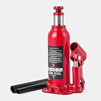 Amazon Basics 4 Ton Hydraulic Bottle Car Jack - 4000kg Capacity, Slow Release, Red, Welded Steel for Roadside Emergencies