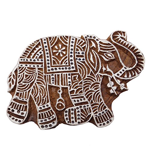 Wooden Textile Decorative Elephant Printing Block Hant Hand Carved Stamp
