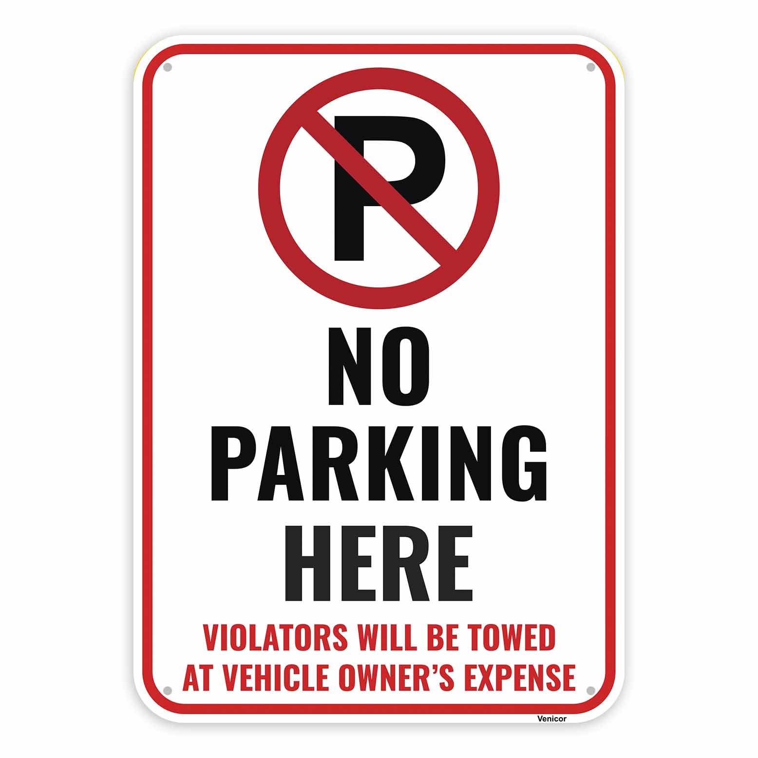 No Parking Aluminum Sign, Tow Away Zone Prohibition Notice, 12x8 Inch