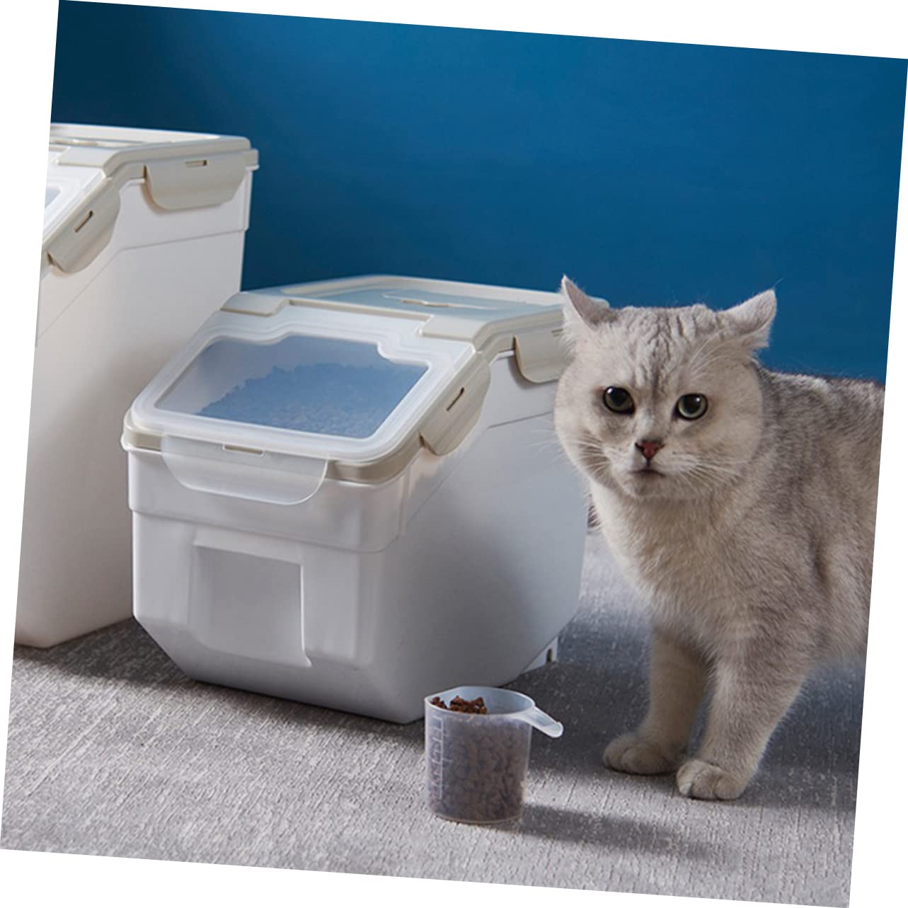 TOYANDONA Luftdichter Tierfutterbehälter aus Pp in Beige Sicher und Gesund Einfache Aufbewahrungsbox für Hundefutter und Reis Praktischer Futtertonne in Größe S