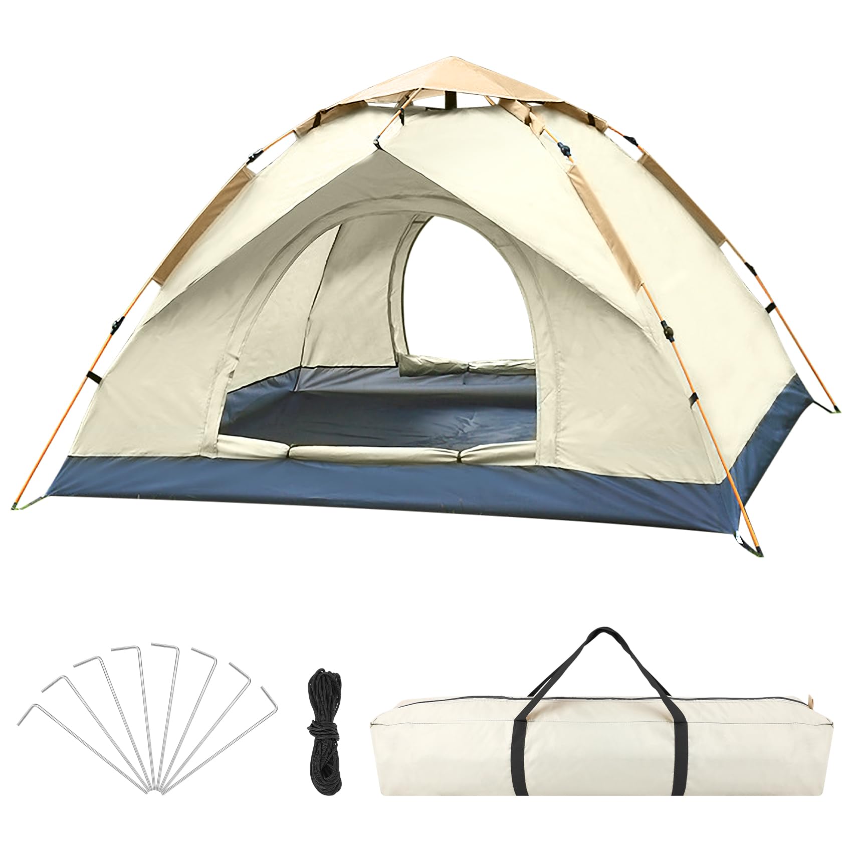 Pop Up Zelt 3-4 Personen KOMCLUB Automatisches Camping Zelt 3-4 Personen  Pop  Up Zelt Mit Matte, UV-Schutz, Strand & Outdoor