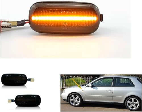 2 luces LED de señal de giro SMD de flujo dinámico secuencial, color ámbar, compatible con Audi A3 S3 8P A4 RS4 S4 B8 B7 B6 A6 S6 RS6 C5 C7