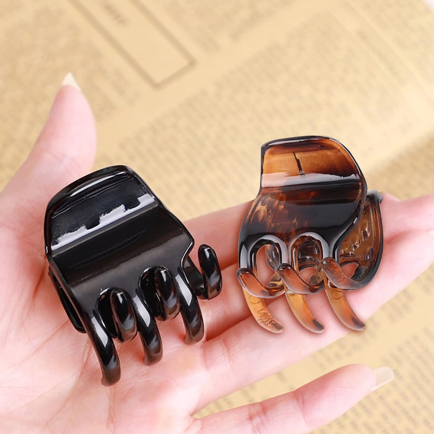 VEGCOO 6 Pcs Hair Claw Clips Resin Medium Hair Claw Non Slip Hair Clips Women's And Girls Classics Claw Clips in Brown and Black(Upgraded version) - Image 5