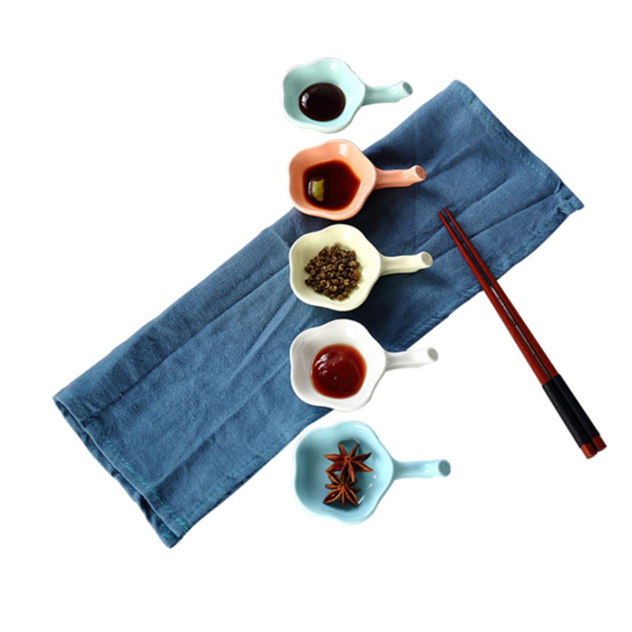 COLLBATH 1pc Chopstick Holder Porcelain Appetizer Plates Chopstick Stand Rest Rack Sushi Dipping Bowl Soy Sauce Plate Mini Sauce Dish Soy Sauce Bowl Japanese Plates Side Dish Spoon Green