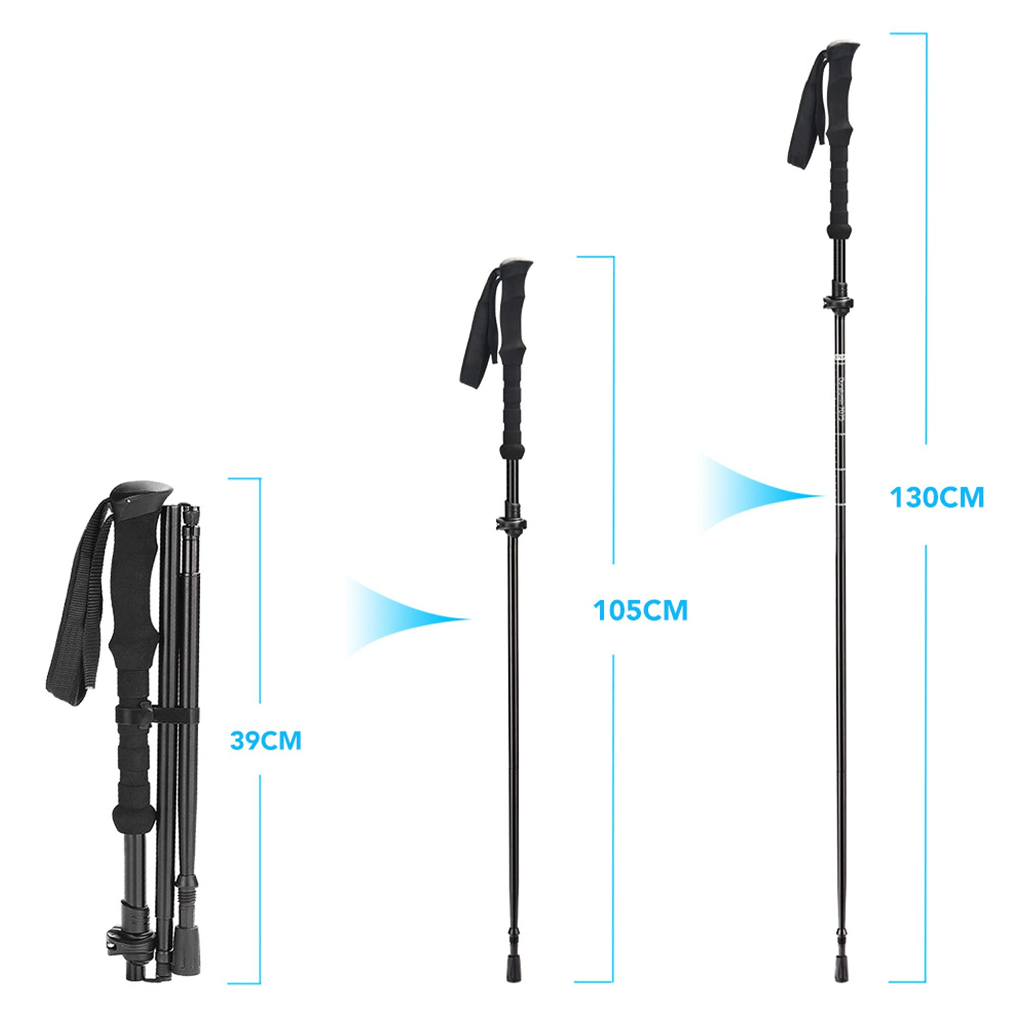 Trekkingstöcke aus 7075 Aluminium, zusammenklappbare Nordic-Walking-Stöcke mit Schnellverschlusssystem zum Wandern und Trekking (2 Stück)