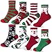 Duufin 8 Paires Chaussettes de Noël, Christmas Chaussettes Noel Femme Chaussettes Pelucheuses Santa Elk Flocon de Neige Chaussettes d'hiver Chaudes et Floues pour Femmes et Filles