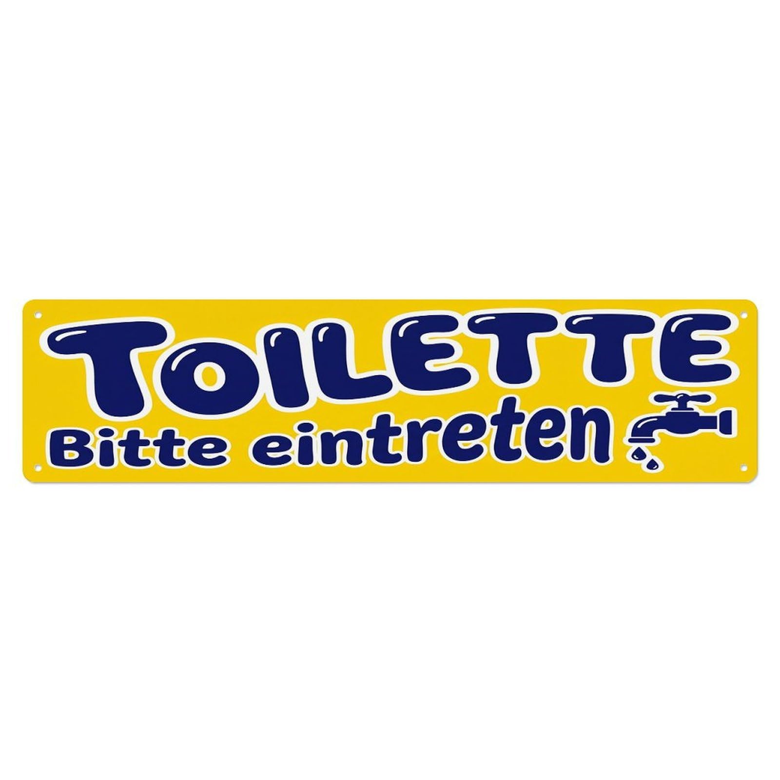 Humorous Cheerful Home Bathroom Toilet(WC) Door Metal Tin Sign Plaque Wall Decor for Cafe, Club Bar, Office, Home Garden Metal Poster 4x16Inch