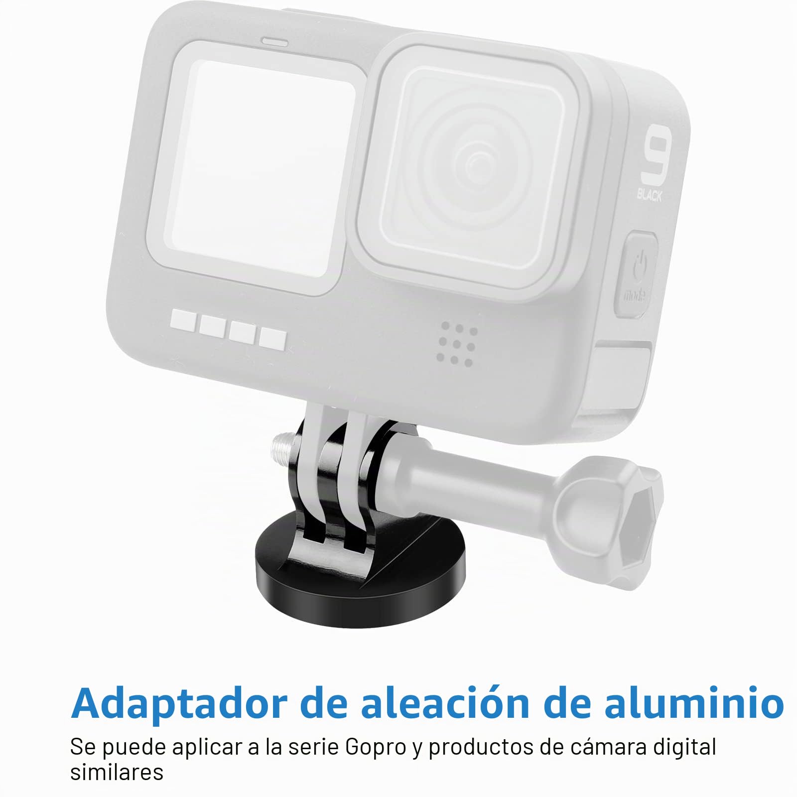 Adaptador de Montura Trípode Aluminio 1/4-20 Soporte Accesorio Cámara Compatible con Gopro Hero 8, 7, 6, 5, 4, 3+, 3, 2, 1, DJI OSMO Action y Más - 2 Pack