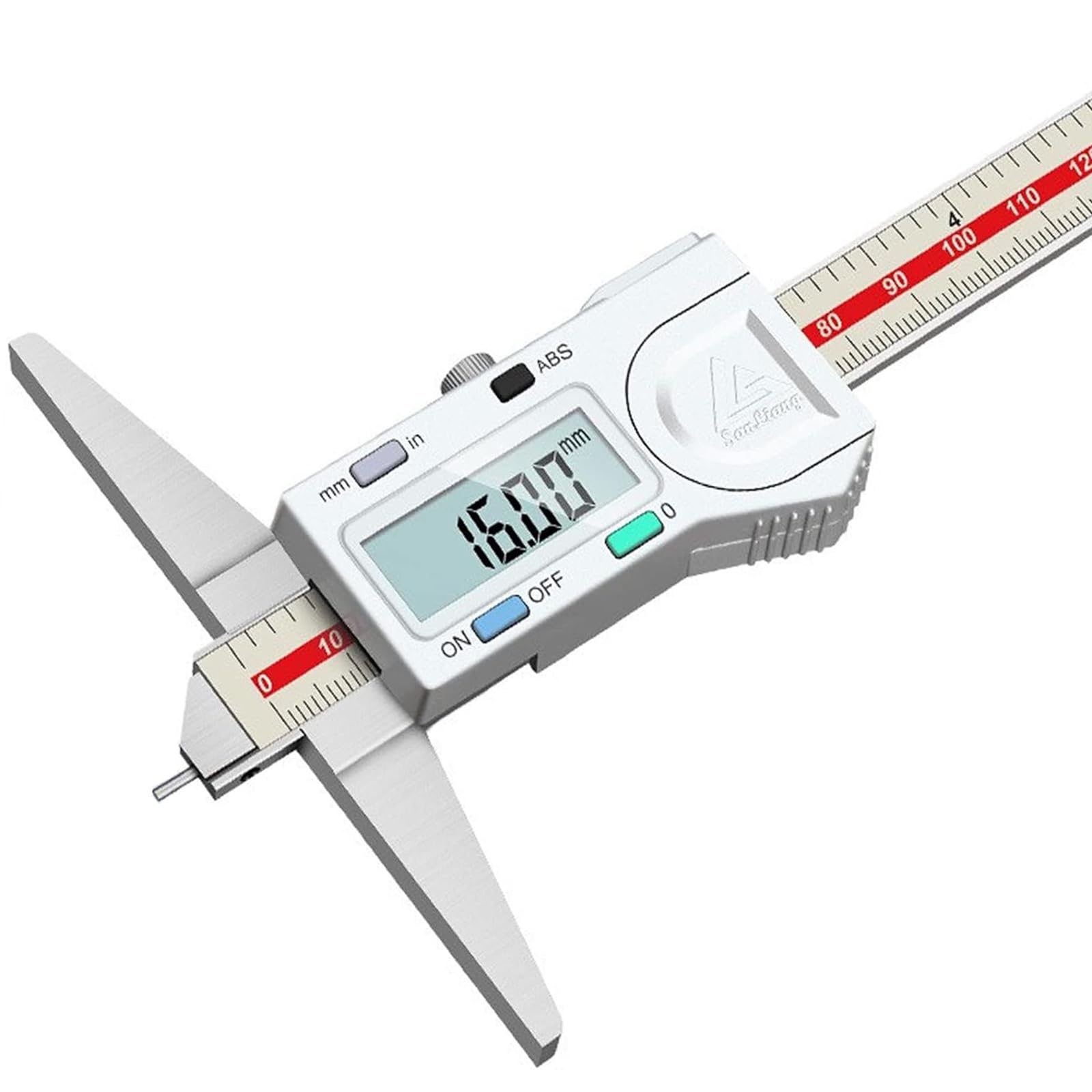 0-300mm Digital Tiefenmessschieber mit Messstift, 0,01 mm hochgenauer Edelstahl digitaler Tiefenmessschieber mit mm/Zoll-Messsystem, Tiefenmess-Messschieber Messwerkzeug (0-300mm)