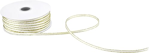 homeford borde dorado de doble cara cinta de satén, 18-inch, 50-Yard, Blanco, 1