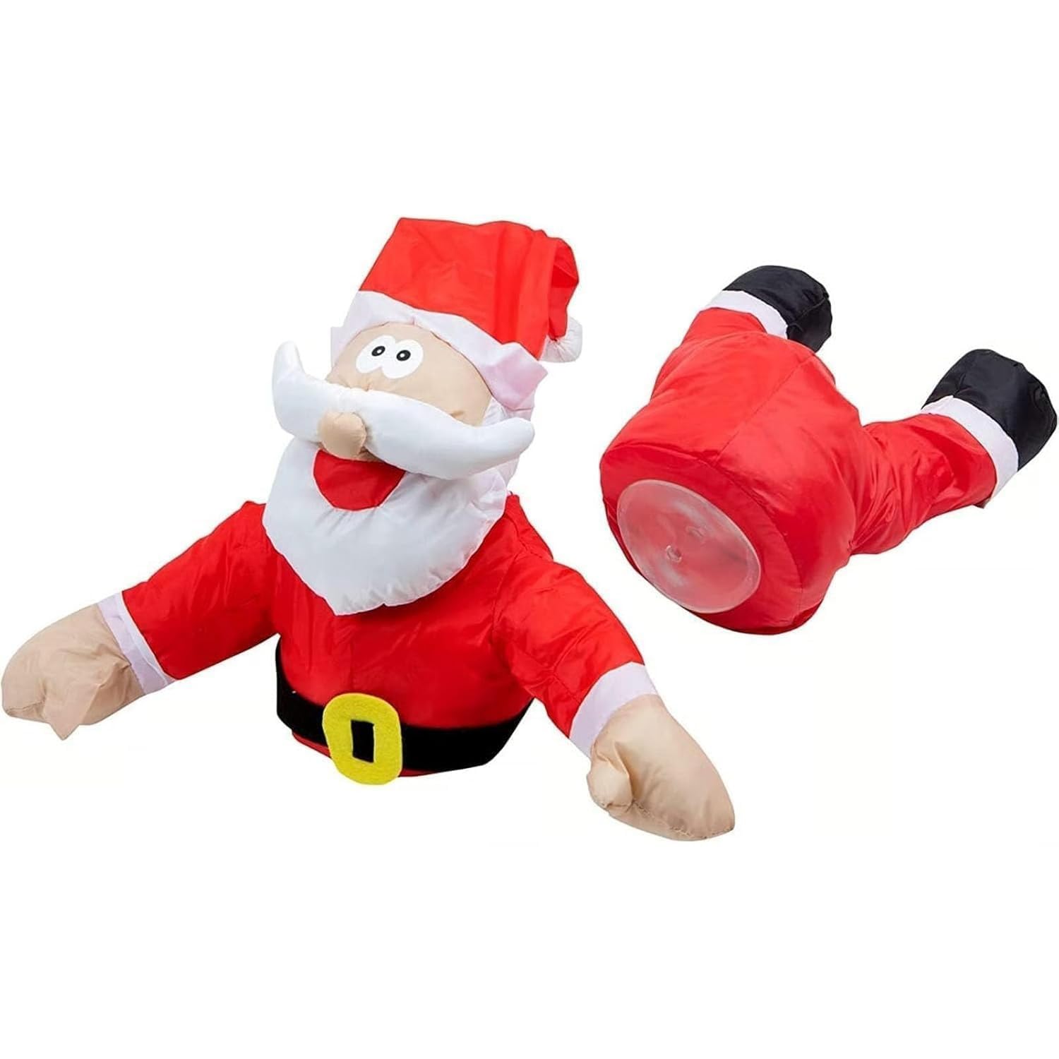 Kouamor A- 3D Christmas Window Stickers, Window Stickers For Glass, Funny Christmas Crashing Window Santa & Reindeer Animated Decoration, With Broken Glass Sticker & Leg-Kicking Animation (A-)