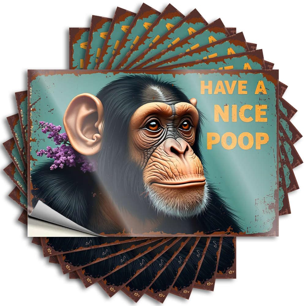 Lettering Sticker Cats Funny Bathroom Decor Bumper Have A Nice Poop Sign with Monkey - No Residue Decals for Girl(6X9CM)