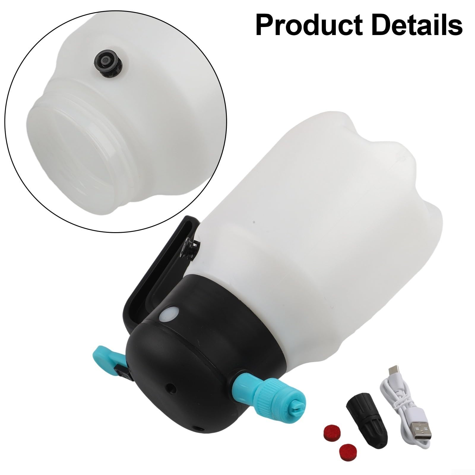 Botella pulverizadora de espuma eléctrica recargable de 1,8 L, lavadora de alta presión inalámbrica para lavado de coches, boquilla ajustable, herramienta de limpieza de jardín, plástico