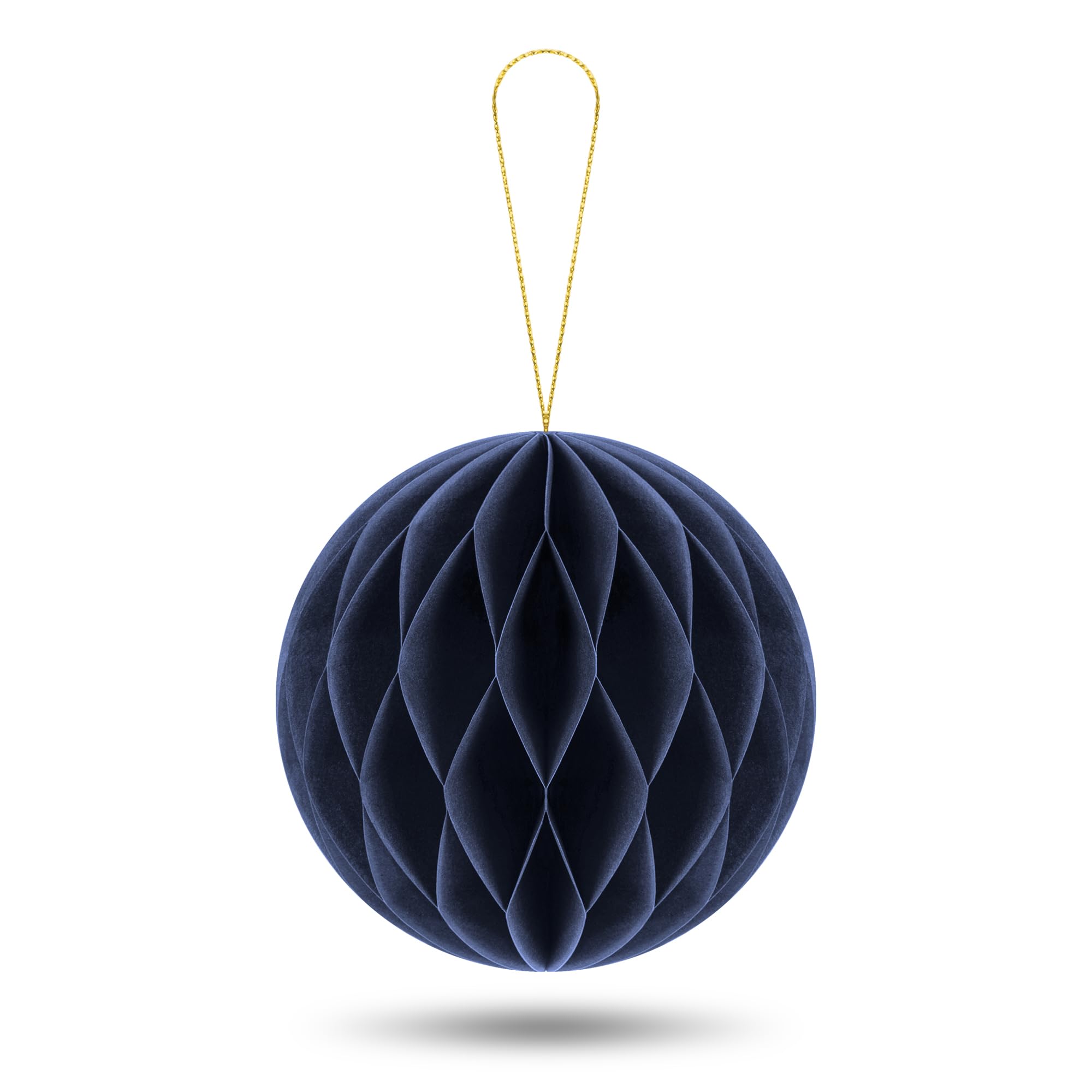 3-Pack Honeycomb Paper Christmas Baubles | Sustainable Reusable Xmas Tree Decorations | Eco-Friendly Paper Honeycomb Balls for Festive Home Décor | Sapphire Blue