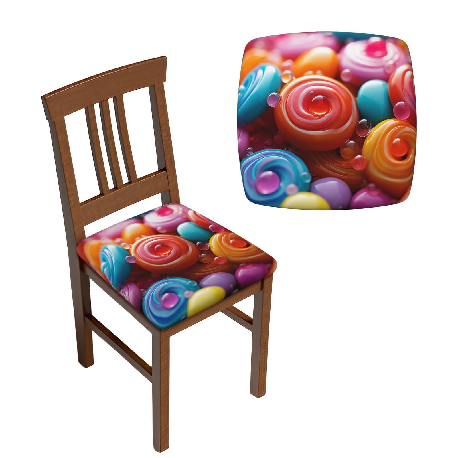 Housse de chaise extensible lot de 6 lavable pour protection de salle à manger coloris bonbon