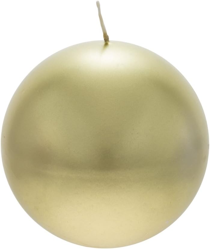 Mega Candles Unscented Gold Round Ball Candle, Hand Poured Premium Wax Candles 4 Inch Diameter, Home Décor, Wedding Receptions, Baby Showers, Birthdays, Celebrations, Party Favors & More