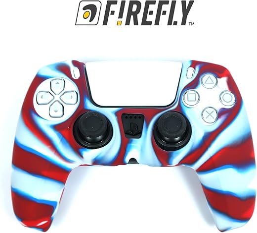 Firefly PS5 Controller Silicon Skin Cover Red Stripes Marble