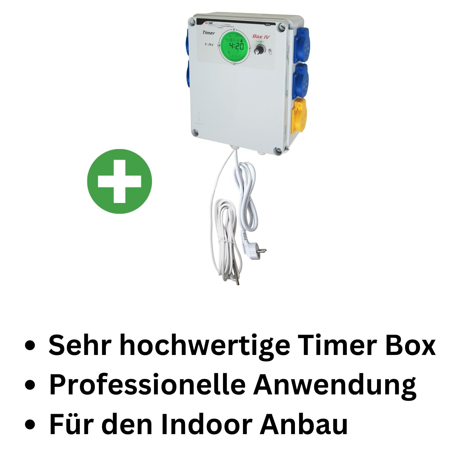 GSE Timer Box II 4 x 600 Watt + Calefacción 220 V - Grow Indoor lámparas de control de tubo de ventilador de riego ventilador de jardín (6x600 vatios + calefacción)