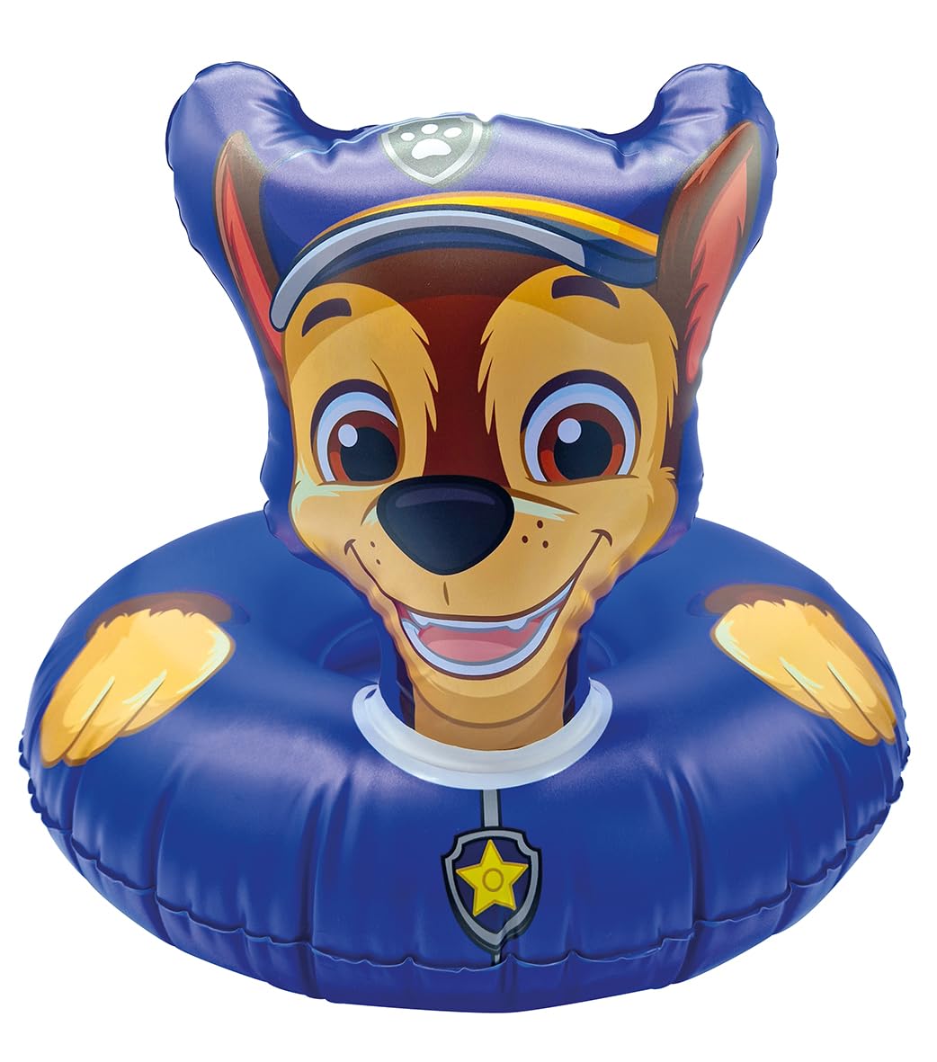 Paw Patrol Swimming Ring with 3D Chase Head and Tail, Inflated Approx. 54 cm, Uninflated Approx. 60 cm, Approx. 54 cm x 59 cm x 41 cm