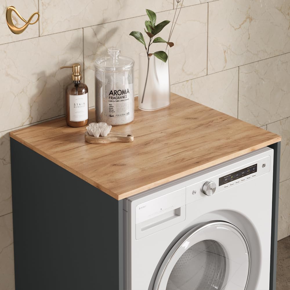 Livinity Mobiletto per lavatrice Paolina Antracite/Rovere dorato 68x88.2 cm