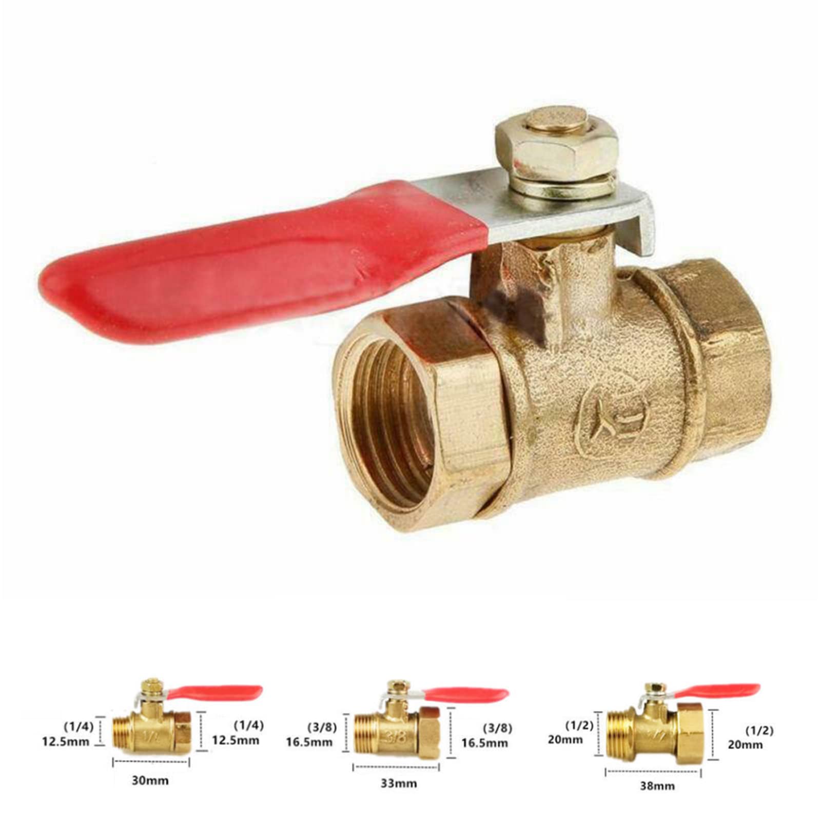 Ball Valve 1/4 3/8 1/2 Inch, MS Chrome-Plated Boiler Filling and Emptying Valve, Ball Valve with Full Flow (3/8 Inch) - Image 4