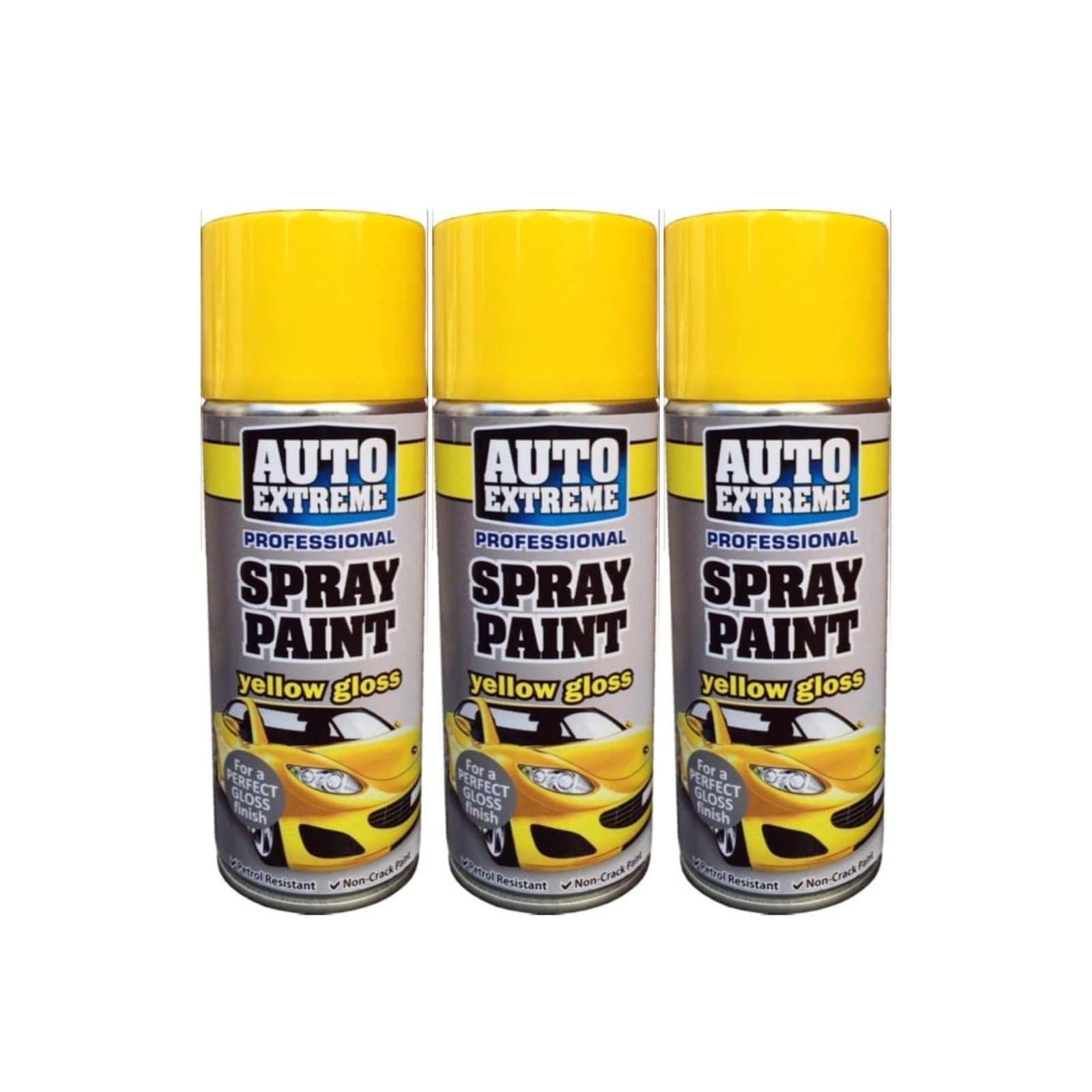 PNJB Multipurpose Yellow Aerosol Spray Paint, Gloss Finish, Fast-Drying Formula, Non-Cracking Composition, Long-Lasting Durability, Ease of Use, Adaptability Ensures Consistent, 400ml (3 Pcs)