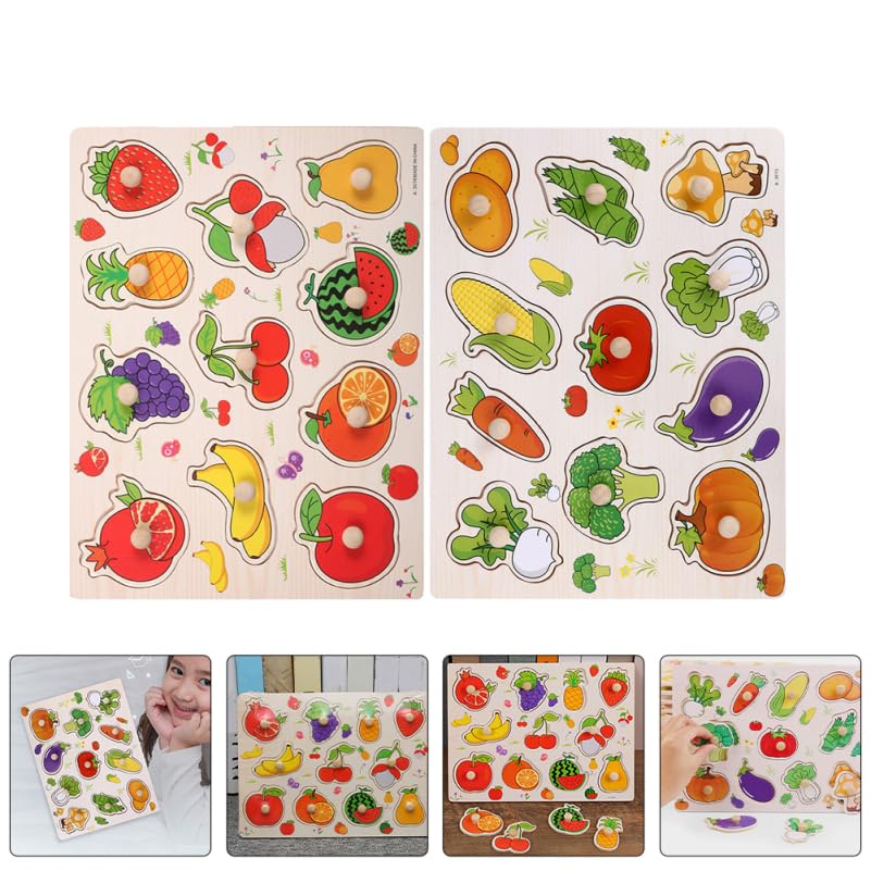 Homoyoyo 2 Pièces Puzzle Bois Montessori Éducatif Forme de Fruits pour Garçon Fille Apprentissage Précoce Puzzles à Encastrement Stimulants Pour Tout-Petits ÉVeil PréCoce