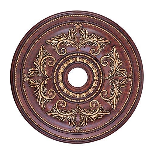 Image of Livex Lighting 8210-63 Ceiling Medallion in Verona Bronze with Aged Gold Leaf Accents, 1.5H x 30.5Dia