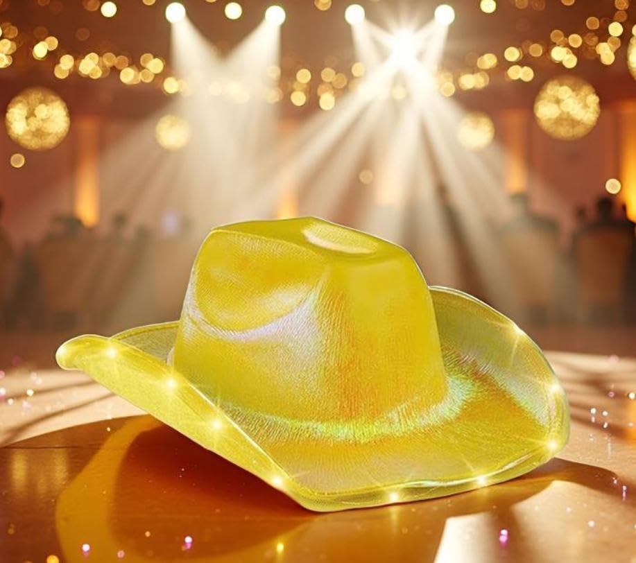 Image of Unisex Cowboy Hat Light Up Flashing LED Brim Fun Light Up Hat For Disco Party Halloween Costume