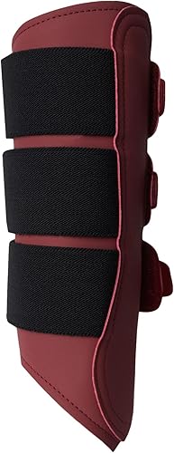 Miniatura 4 de HORZE Noir - Botas protectoras de piel sintética duraderas para caballos con forro de neopreno (par) - Ruibarbo rojo oscuro - Caballo