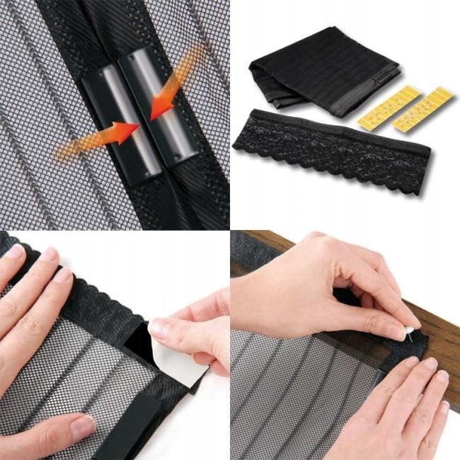 NiNeKa easy life Fliegengitter Lamellen für Türen aus Polyester mit Anschlussleiste - mit Klebeband und eingenähten Gewichten - Größe: 100 x 220 cm, Anthrazit