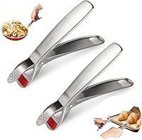 Losaria 2-Pack Stainless Steel Hot Plate Grippers - Non-Slip, Heat-Resistant, Anti-Scald Tongs for Pizza Pans, Microwave Plates, Steamers