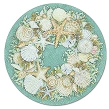 CounterArt Coastal Wreath 4mm Heat Tolerant Tempered Glass Lazy Susan Turntable 13 Diameter Cake Plate Pizza Server