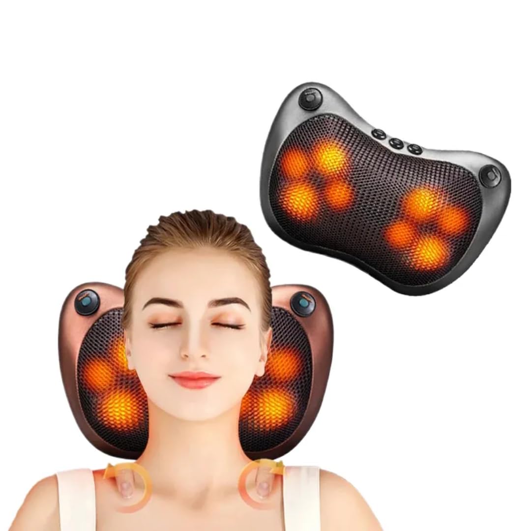 Massaggiatore Cervicale con Funzione Riscaldante – Design Ergonomico e Compatto – Silenzioso e Portatile con Borsa Inclusa – Allevia Dolori Muscolari e Tensioni al Collo e Spalle