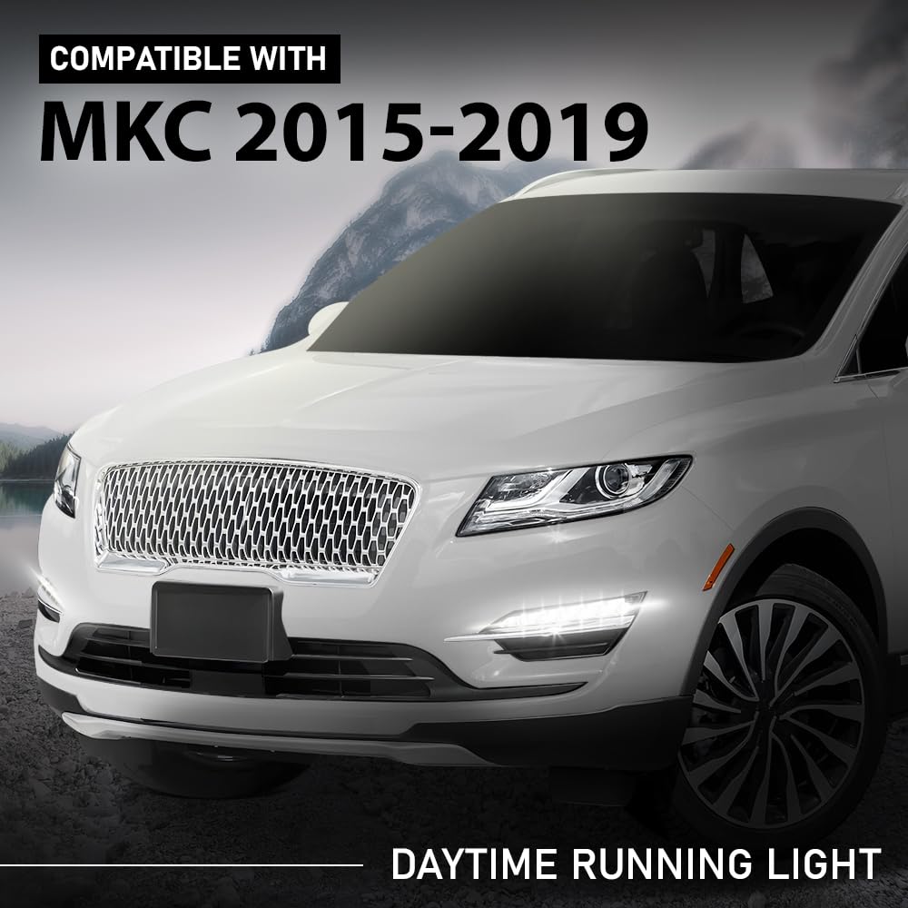 G-PLUS Pair LED Fog Lights Daytime Running Lamps, Compatible with Lincoln MKC 2015-2019, LH Driver & RH Passenger Side 2PCS, EJ7Z13200D, FO2562100