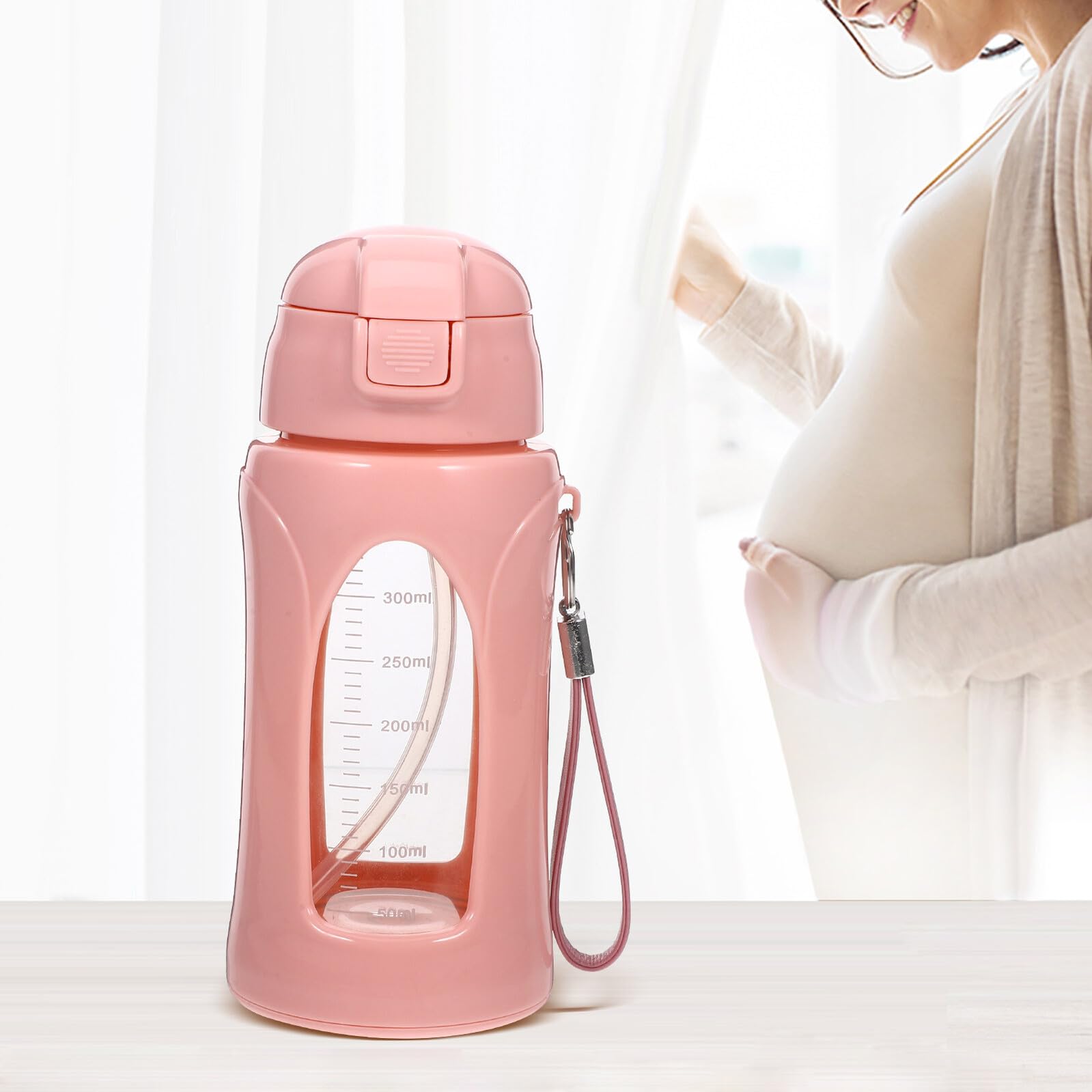 UPKOCH Sport Trinkflasche aus Glas und Bpa frei Leicht und Bruchsicher mit Messskala für Fitness Outdoor Laufen und Training Geeignet