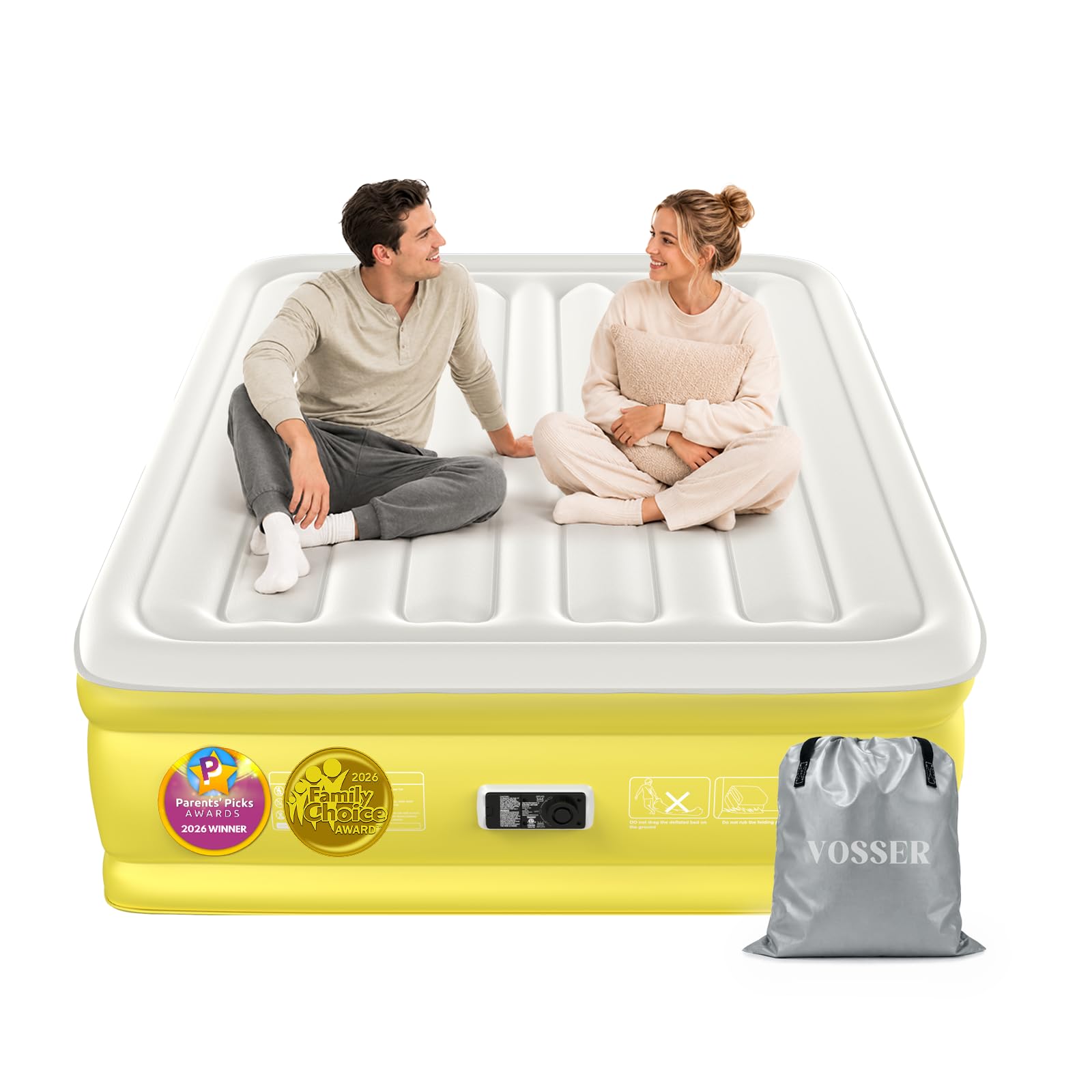 VOSSER Full Air Mattress with Built-in Pump,18"Raised, Inflatable Bed,660lb